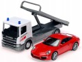 Ciężarówka Laweta Scania + model auta osobowego Welly