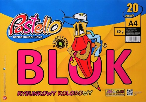 Blok rysunkowy A4 Pastello kolorowy 20 kartek 80g