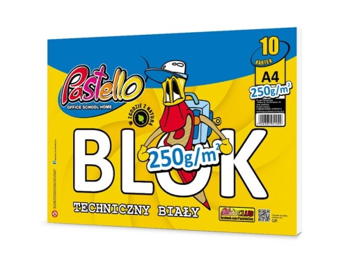Blok techniczny A4 Pastello biały 10 kartek 250G