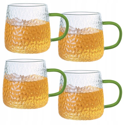 Szklanki MG Home DECO 350 ml 4 szt. zielony uchwyt