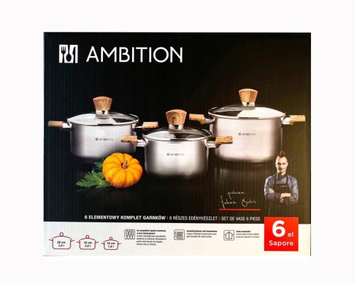 Zestaw garnków Ambition SAPORE stal nierdzewna 6 el.