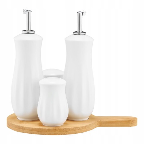 Zestaw przyprawników na podstawie bambusowej Ambition Natural biały