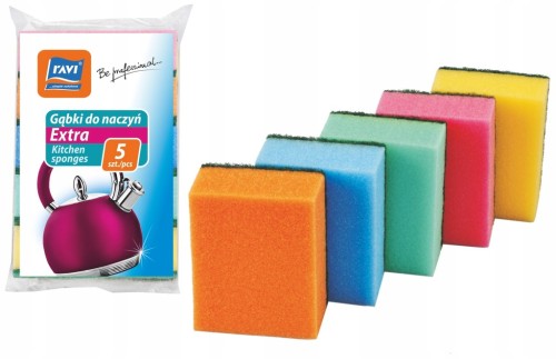 Gąbki, zmywak do naczyń Ravi EXTRA 5 sztuk mix kolor