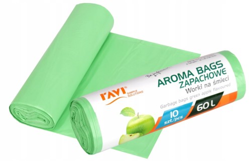 WORKI NA ŚMIECI RAVI ZAPACHOWE JABŁKO 60l 10szt